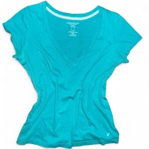 Turquoise V-Neck Tee by American Eagle Outfitters